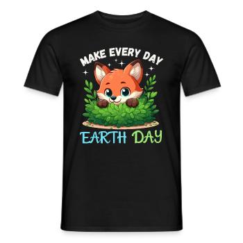 Happy Earth Day fox forest wild animal animal protection - Men's T-Shirt - black - Front - AI Model Male 178 light (178cm)