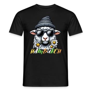 Hamburg Hamburch Schaf Hansestadt Küste Nordsee - Männer T-Shirt - Schwarz - Vorne - AI Model Male 178 light (178cm)