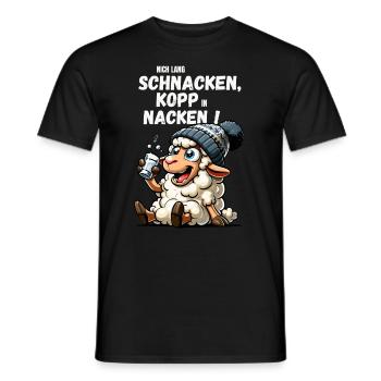 Sheep Drinking North Hamburg Schnapps JGA Father's Day - Men's T-Shirt - black - Front - AI Model Male 178 light (178cm)