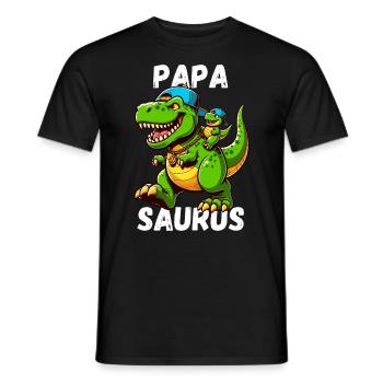 Papa Saurus Dinosaure Fête des Pères Baseball Drôle - T-shirt homme - noir - Devant - AI Model Male 178 light (178cm)