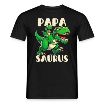 Papa Saurus Vatertag Dinosaurier T-Rex Dad Lustig - Männer T-Shirt - Schwarz - Vorne - AI Model Male 178 light (178cm)