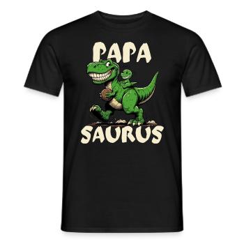 Père Papa Saurus Dinosaure T-Rex Fête des Pères Cool - T-shirt homme - noir - Devant - AI Model Male 178 light (178cm)