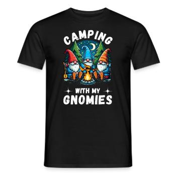 Camping Camper Campingplatz Gartenzwerge Wohnwagen - Männer T-Shirt - Schwarz - Vorne - AI Model Male 178 light (178cm)