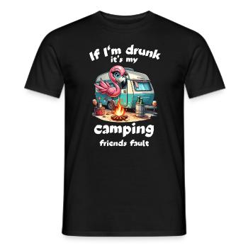 Camping Flamingo Drinking Caravan Funny Party Fun - Men's T-Shirt - black - Front - AI Model Male 178 light (178cm)