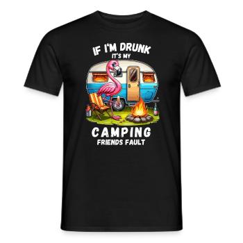 Camping Flamingo Freunde Party Campingplatz Lustig - Männer T-Shirt - Schwarz - Vorne - AI Model Male 178 light (178cm)