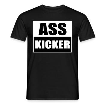 Ass kicker Funny saying ace kicker - Men's T-Shirt - black - Front - AI Model Male 178 light (178cm)
