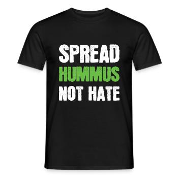Spread hummus not hate vegetarian vegan saying - Men's T-Shirt - black - Front - AI Model Male 178 light (178cm)
