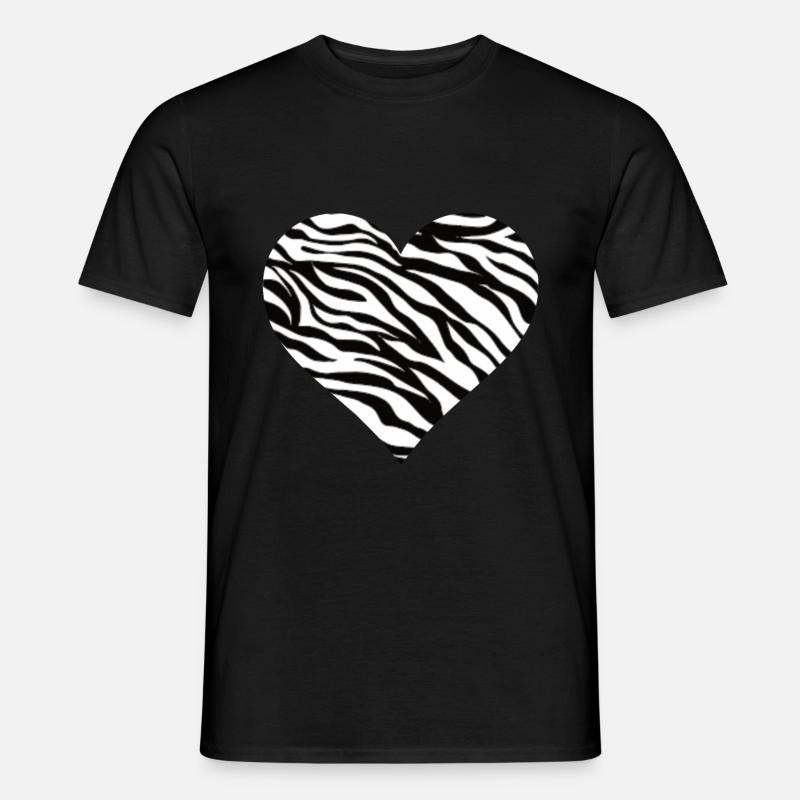Zebra Herz Zebraherz - Männer T-Shirt - Schwarz