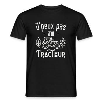 J'peux pas j'ai Tracteur - T-shirt homme - noir - Devant - AI Model Male 178 light (178cm)