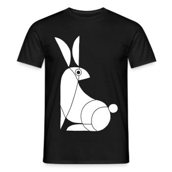 Funny White Rabbit - Men's T-Shirt - black - Front - AI Model Male 178 light (178cm)