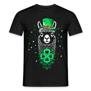 Alpaca St Patrick's Day Llama with Shamrock and Hat - Men's T-Shirt - black - Front - AI Model Male 178 light (178cm)