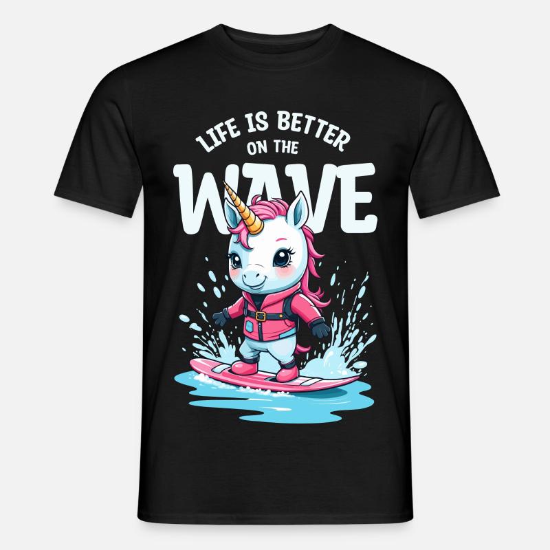 Wakeboard Einhorn - Männer T-Shirt - Schwarz