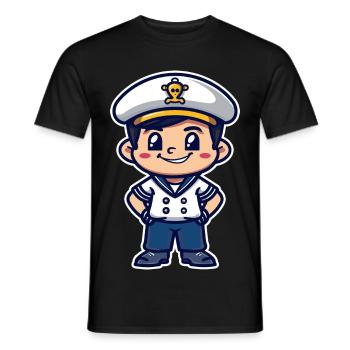Kleiner Seemannskapitän Comic - Männer T-Shirt - Schwarz - Vorne - AI Model Male 178 light (178cm)