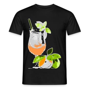 Cocktail Glass Drink with Orange & Mint - Men's T-Shirt - black - Front - AI Model Male 178 light (178cm)