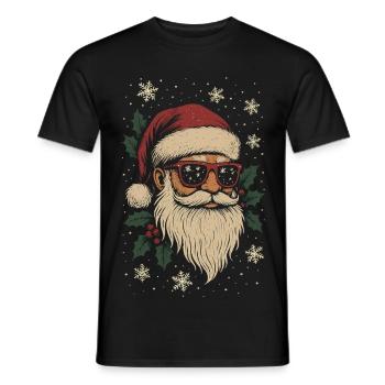 Cooler Weihnachtsmann mit Sonnenbrille Weihnachten - Männer T-Shirt - Schwarz - Vorne - AI Model Male 178 light (178cm)