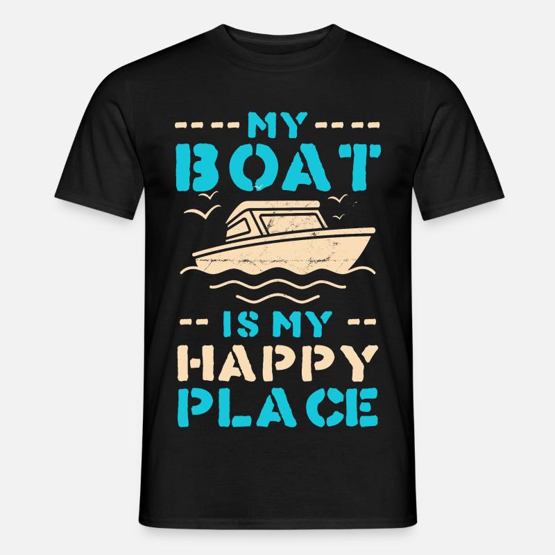 Boot als Happy Place – maritimes Motiv - Männer T-Shirt - Schwarz
