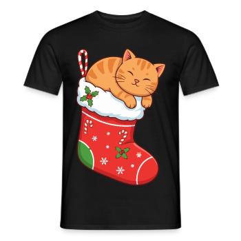 Kuschelkater im festlichen Stiefel - Männer T-Shirt - Schwarz - Vorne - AI Model Male 178 light (178cm)
