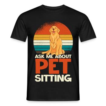 Chien rétro : Demandez-moi des soins pour les animaux de compagnie - T-shirt homme - noir - Devant - AI Model Male 178 light (178cm)