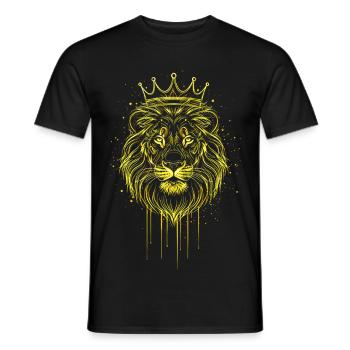 Lion à l’aspect or couronne – Noble Chat de proie - T-shirt homme - noir - Devant - AI Model Male 178 light (178cm)