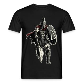 Veteran Spartan Combat Spear Shield Maskottchen - Männer T-Shirt - Schwarz - Vorne - AI Model Male 178 light (178cm)