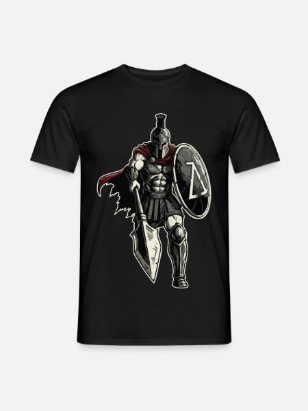 Veteran Spartan Combat Spear Shield Maskottchen - Männer T-Shirt - Schwarz