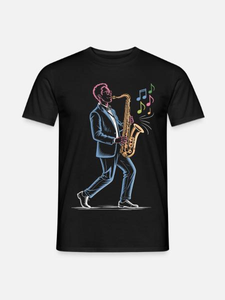 Saxophone Player Playing Sax Art Print - Men's T-Shirt - black