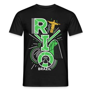 Rio de Janeiro : silhouette du Brésil - T-shirt homme - noir - Devant - AI Model Male 178 light (178cm)