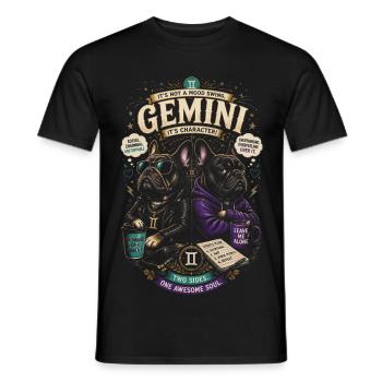 Zwillinge im Hoodie – Zwilinge-Astrologie - Männer T-Shirt - Schwarz - Vorne - AI Model Male 178 light (178cm)