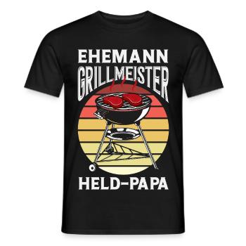 Ehemann Held Papa Vater Fleisch Grillen Bbq - Männer T-Shirt - Schwarz - Vorne - AI Model Male 178 light (178cm)
