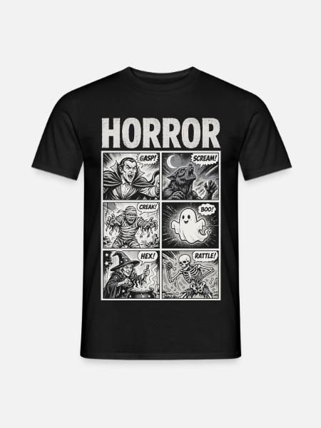 Horror Comic mit klassischen Monstern - Männer T-Shirt - Schwarz