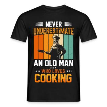 Never Underestimate an Old Man Who Cooks - Männer T-Shirt - Schwarz - Vorne - AI Model Male 178 light (178cm)