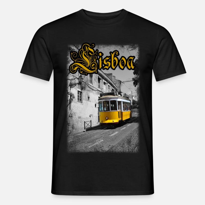 Lissabon Tram - Männer T-Shirt - Schwarz
