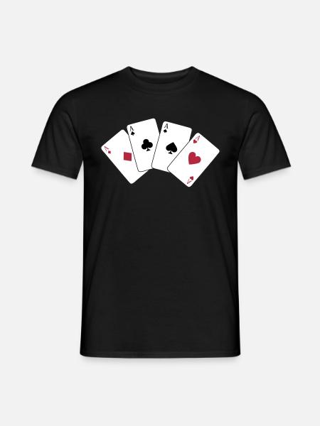 Karten, Poker, Ass, Spielkarten - Männer T-Shirt - Schwarz