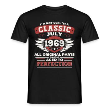 53rd Birthday Born 1969 July Gifts Men - Men's T-Shirt - black - Front - AI Model Male 178 light (178cm)