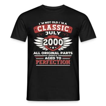 22nd Birthday Vintage 2000 July Gifts Men - Men's T-Shirt - black - Front - AI Model Male 178 light (178cm)