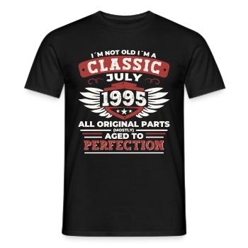 27th Birthday Born 1995 July Gifts Men - Men's T-Shirt - black - Front - AI Model Male 178 light (178cm)