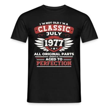 45th Birthday Born 1977 July Gifts Men - Men's T-Shirt - black - Front - AI Model Male 178 light (178cm)