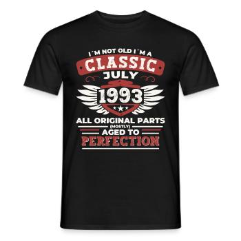 29ème anniversaire Né 1993 Juillet Cadeaux Hommes - T-shirt homme - noir - Devant - AI Model Male 178 light (178cm)