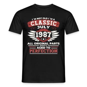 35th Birthday Born 1987 July Gifts Men - Men's T-Shirt - black - Front - AI Model Male 178 light (178cm)