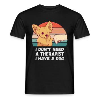 Ich brauche keinen Therapeuten ich habe einen Hund - Männer T-Shirt - Schwarz - Vorne - AI Model Male 178 light (178cm)
