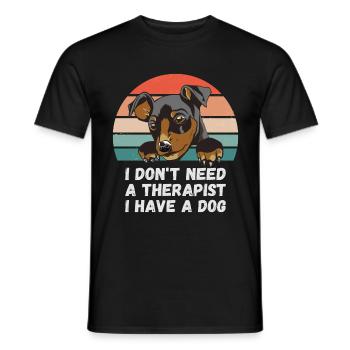 Ich brauche keinen Therapeuten ich habe einen Hund - Männer T-Shirt - Schwarz - Vorne - AI Model Male 178 light (178cm)
