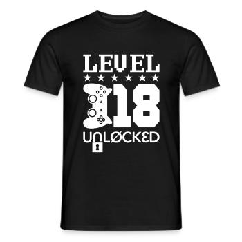 Level 18 Unlocked - video gamer birthday - Männer T-Shirt - Schwarz - Vorne - AI Model Male 178 light (178cm)