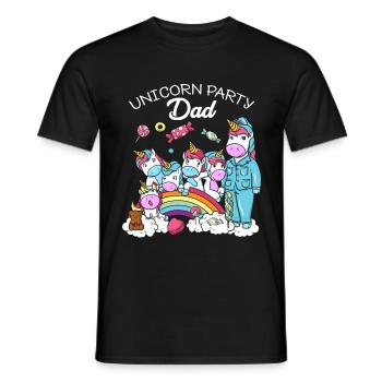 Birthday Gift Unicorn Party Father Dad Dad - Men's T-Shirt - black - Front - AI Model Male 178 light (178cm)