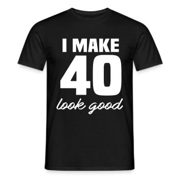 40 ans - T-shirt homme - noir - Devant - AI Model Male 178 light (178cm)