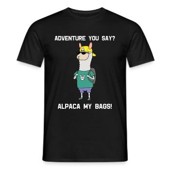Alpaka Reise Cool Rucksack Alpaca My Bags Geschenk - Männer T-Shirt - Schwarz - Vorne - AI Model Male 178 light (178cm)
