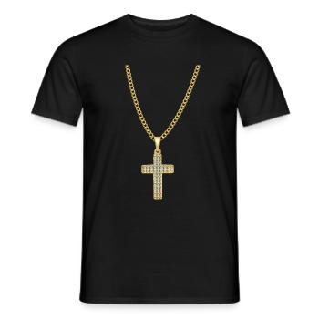 Halskette Jesus Christus Kreuz Geschenk - Männer T-Shirt - Schwarz - Vorne - AI Model Male 178 light (178cm)