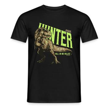 T Rex Hunter, Tyrannosaurus Dinosaur T-Rex Dino - Men's T-Shirt - black - Front - AI Model Male 178 light (178cm)