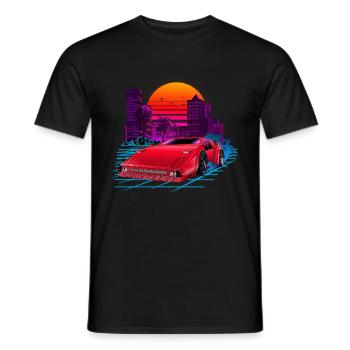 80s Synthwave Retro Car - Männer T-Shirt - Schwarz - Vorne - AI Model Male 178 light (178cm)