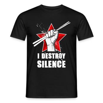 Batterie percussions i destroy silence - T-shirt homme - noir - Devant - AI Model Male 178 light (178cm)