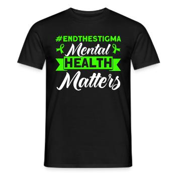 Green Ribbon Awareness of Mental Health - Men's T-Shirt - black - Front - AI Model Male 178 light (178cm)